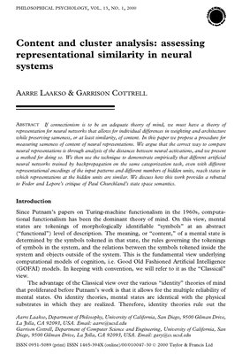 Thumbnail for Content and cluster analysis: Assessing representational similarity in neural systems