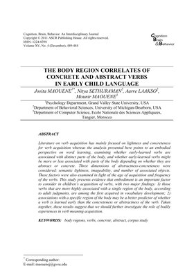 Thumbnail for The body region correlates of concrete and abstract verbs in early child language