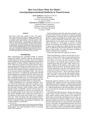 Thumbnail for How can I know what you think? Assessing representational similarity in neural systems