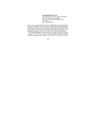 Thumbnail for Review of Cultivating Consciousness by K. Ramakrishna Rao (Ed.)