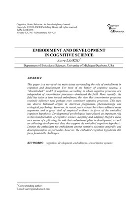 Thumbnail for Embodiment and development in cognitive science