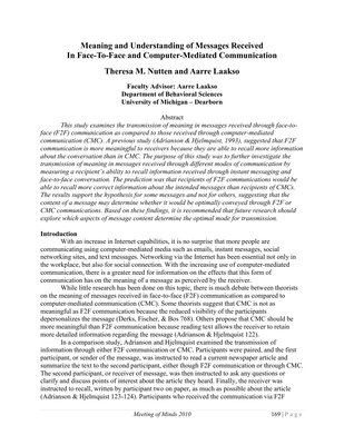 Thumbnail for Meaning and understanding of messages received in face-to-face and computer-mediated communication